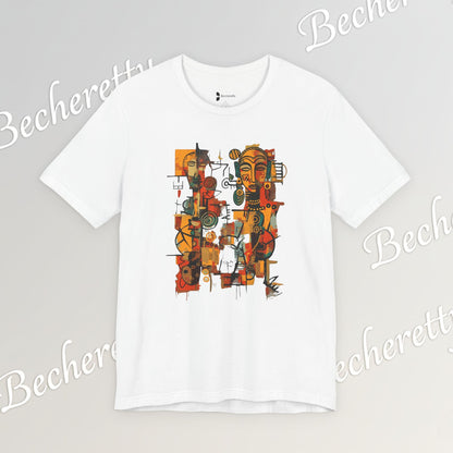 African Art T-Shirt "Ancestral Echoes" Graphic Becheretty - Abstract style - Ethno-Contemporary Fashion