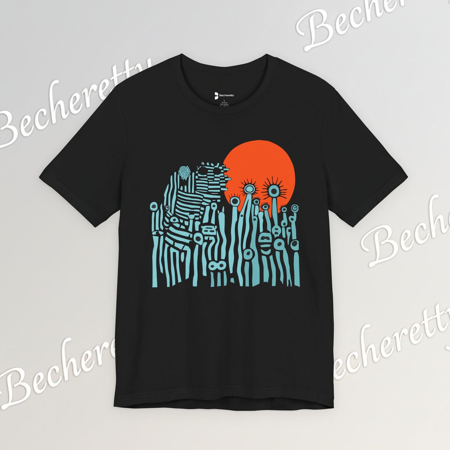 Sunset Wildflowers T-Shirt — Minimal Floral Graphic Tee - Playful statement - Wearable Art