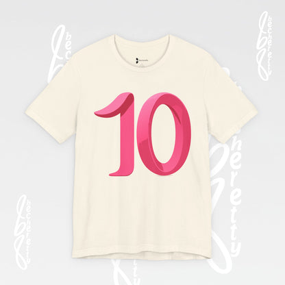 Pink Number 10 - Graphic Tee - Becheretty Minimalist Style - Everyday Comfort - Ideal Gift for Sports Lovers