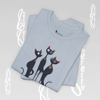 Black Cat Trio Tee – Cute Retro Cats Graphic T-Shirt - Minimalist Art Becheretty - Perfect gift for cats lovers