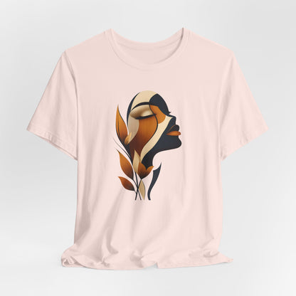 "Golden Profile" Abstract Graphic T‑Shirt – Art Minimalist Becheretty - Botanical inspiration