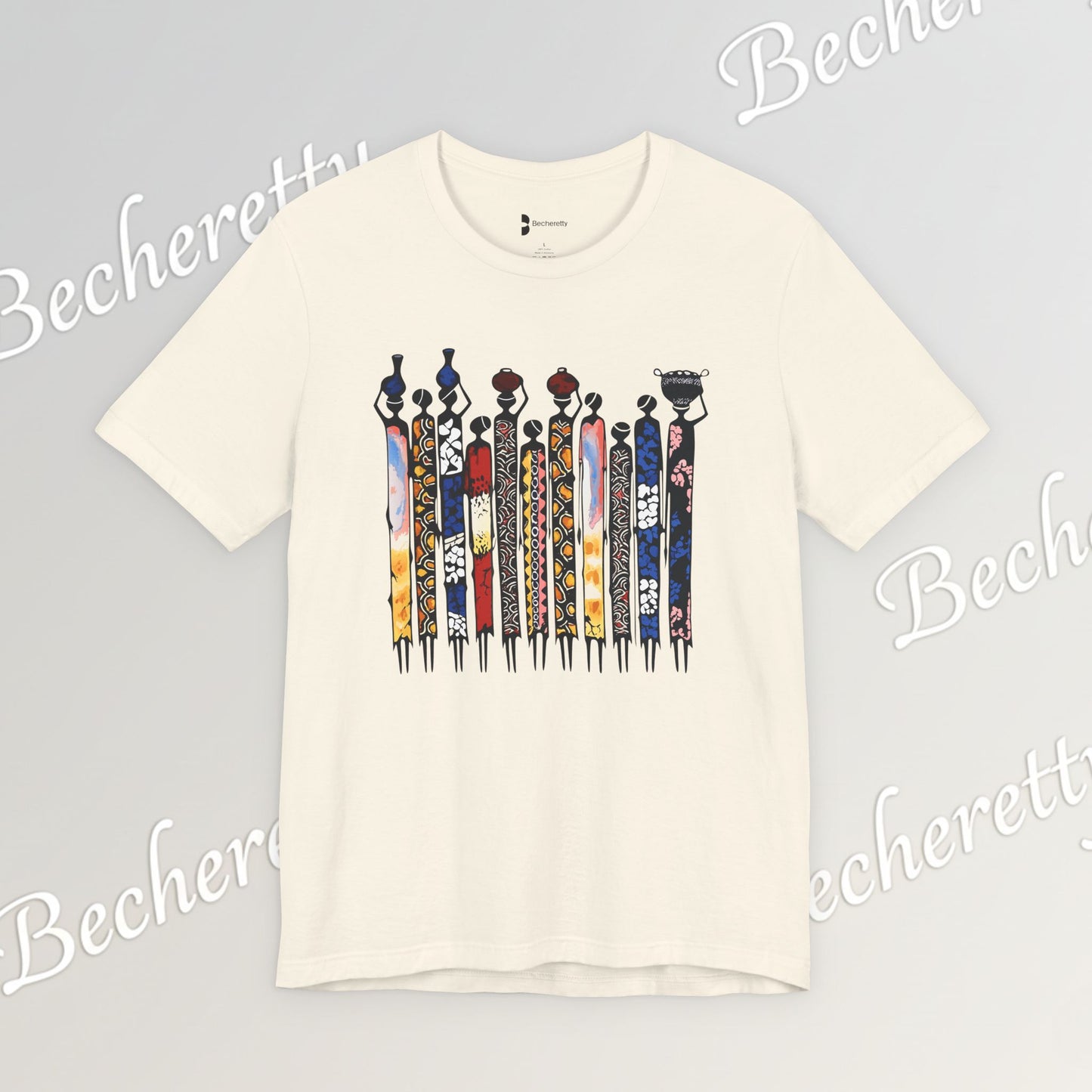 Ancestral Strides - Graphic Tee Becheretty - African tribal art style - Woven with history, worn with pride.