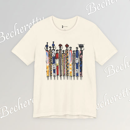 Ancestral Strides - Graphic Tee Becheretty - African tribal art style - Woven with history, worn with pride.