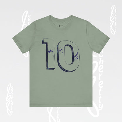 Stylish Unisex Tee - Number 10 - Casual Everyday Wear, Unique Gift  Sports Lovers, Becheretty Graphic, Team Spirit