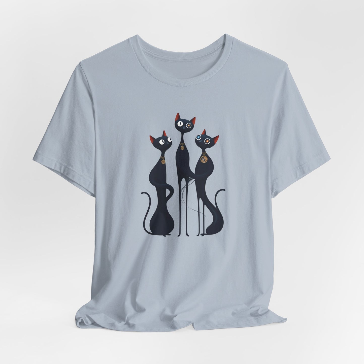 Black Cat Trio Tee – Cute Retro Cats Graphic T-Shirt - Minimalist Art Becheretty - Perfect gift for cats lovers