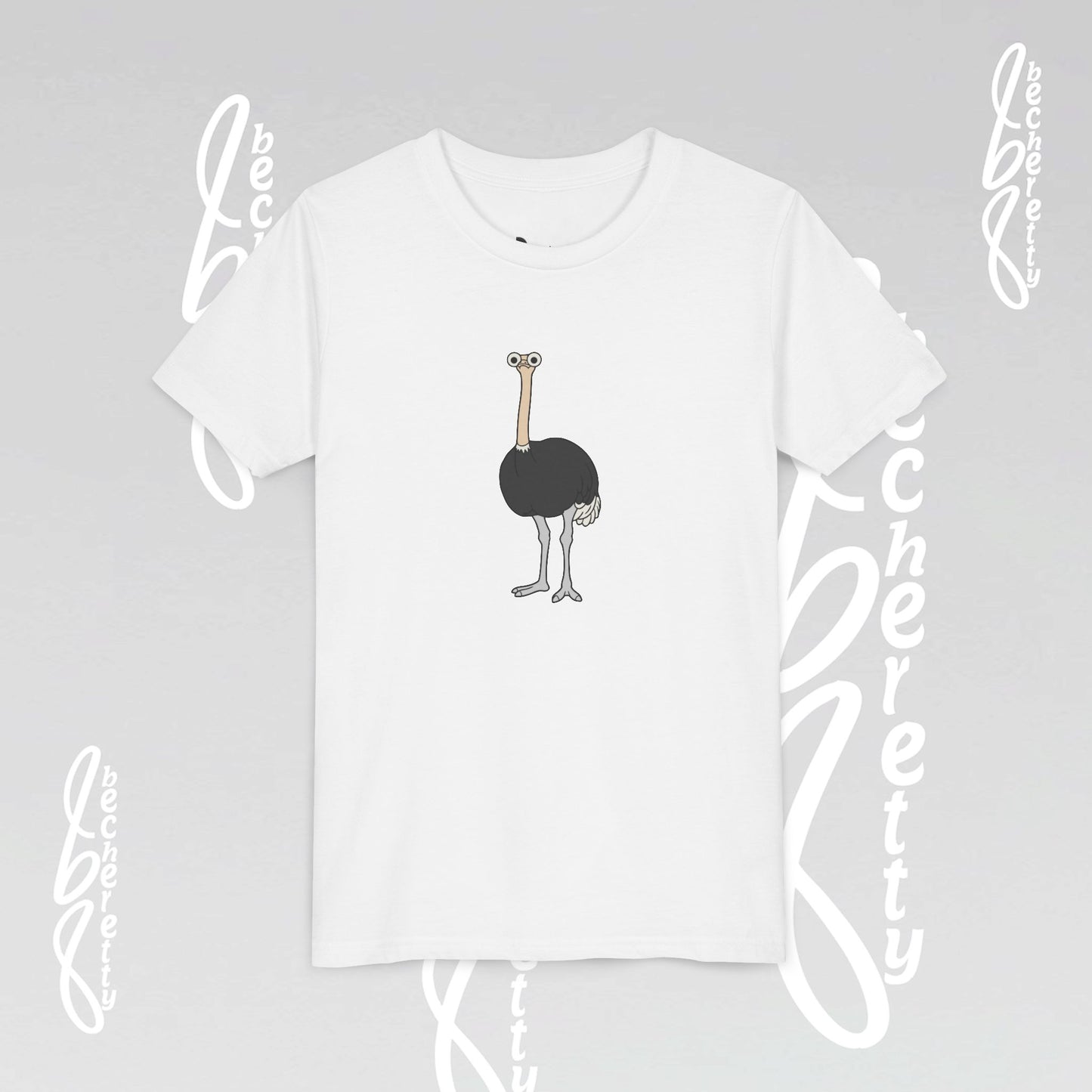 Youth Ostrich Graphic Tee - Becheretty desing for Kids, Cool Summer Top, Gift for Birthdays, Animal Lovers Tee