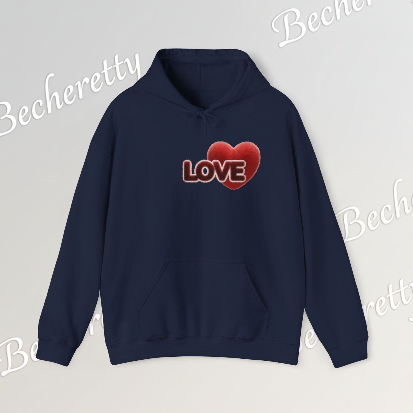 "LOVE" Plush Covered in Fur Graphic Hoodie - Art Minimalist Becheretty - Valentins day & Casual Wear