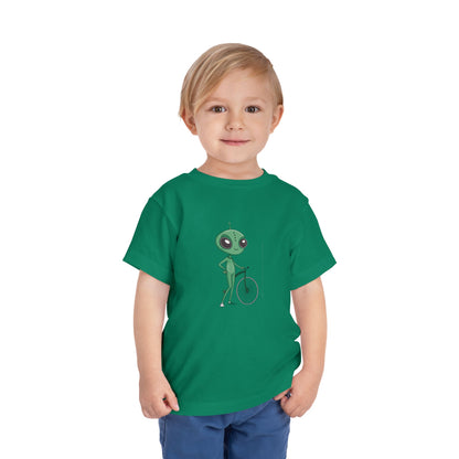 Alien Bicycle Toddler Tee - Fun Kids Shirt - Art Graphic Becheretty - Cute Gifts for Little Explorers