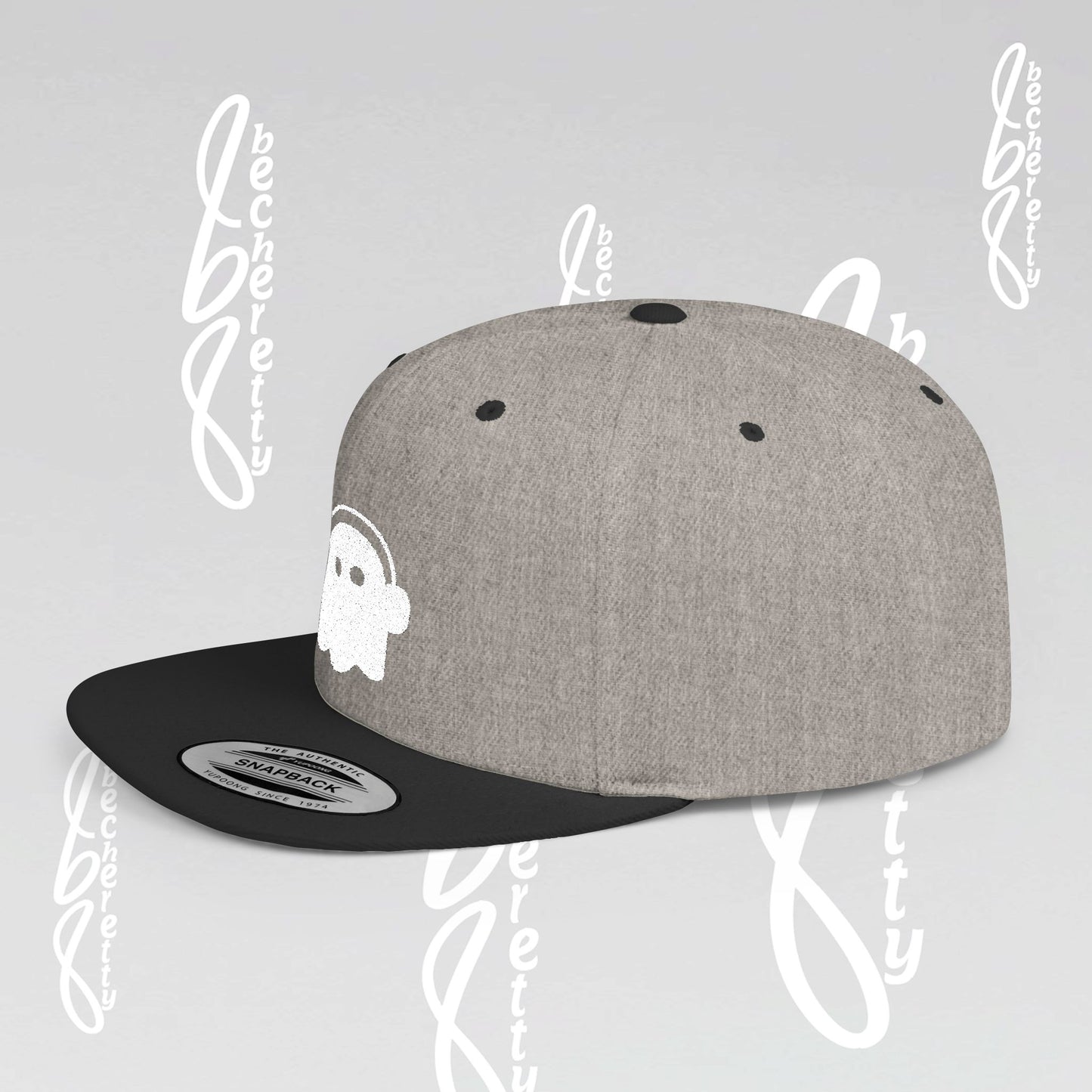 Unique Ghost Headphones Flat Bill Snapback Hat - Art Graphic Becheretty