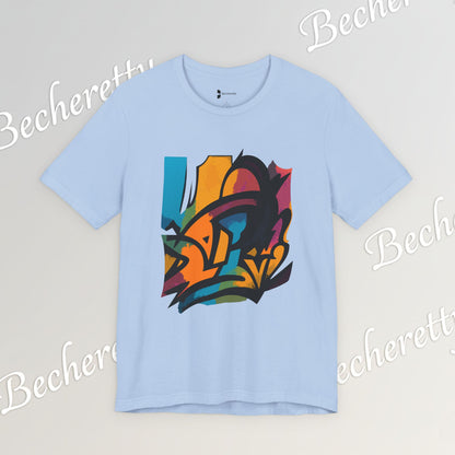 "Neon Fracture" — T-Shirt Becheretty - It captures the aesthetic of the shapes while nodding to those electric 80s/90s colors.