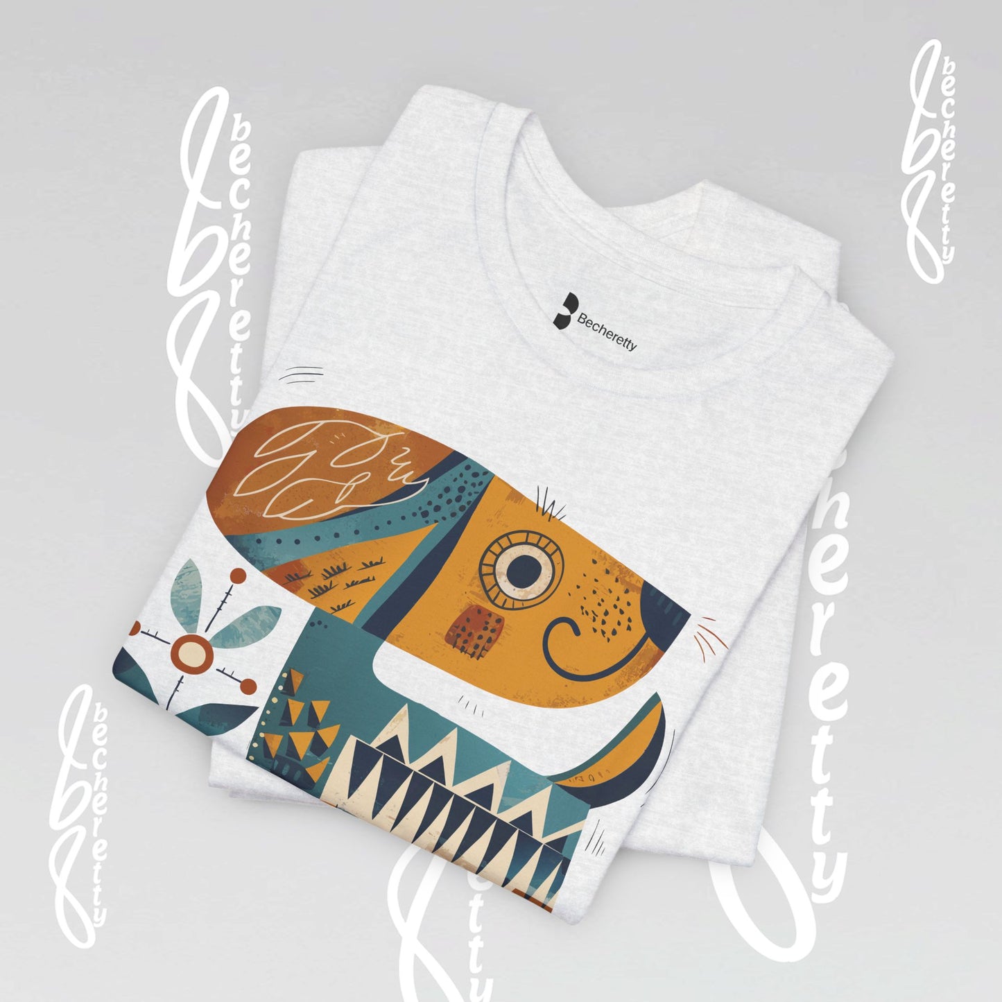 Abstract Guardian Folk Art Dog T-Shirt — Modern Canine Lover Gift