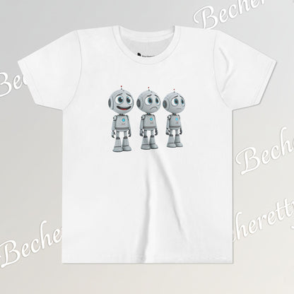 Youth T-Shirt  "Three Funny Kid Robots" Art Graphic Becheretty - Perfect for expressing your daily mood without saying a word