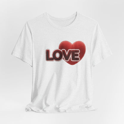 "LOVE" Plush Covered in Fur Graphic Tee - Art Minimalist Becheretty - Valentine T-Shirt - Casual Wear