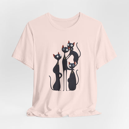 "Cat Family" Graphic T'Shirt Becheretty — Cute Black Cats Illustration - Playful design minimalist