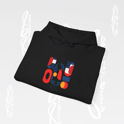 Luminous Silhouette Hoodie - Bauhaus-inspired geometric shapes - Art Graphic Minimalist Becheretty