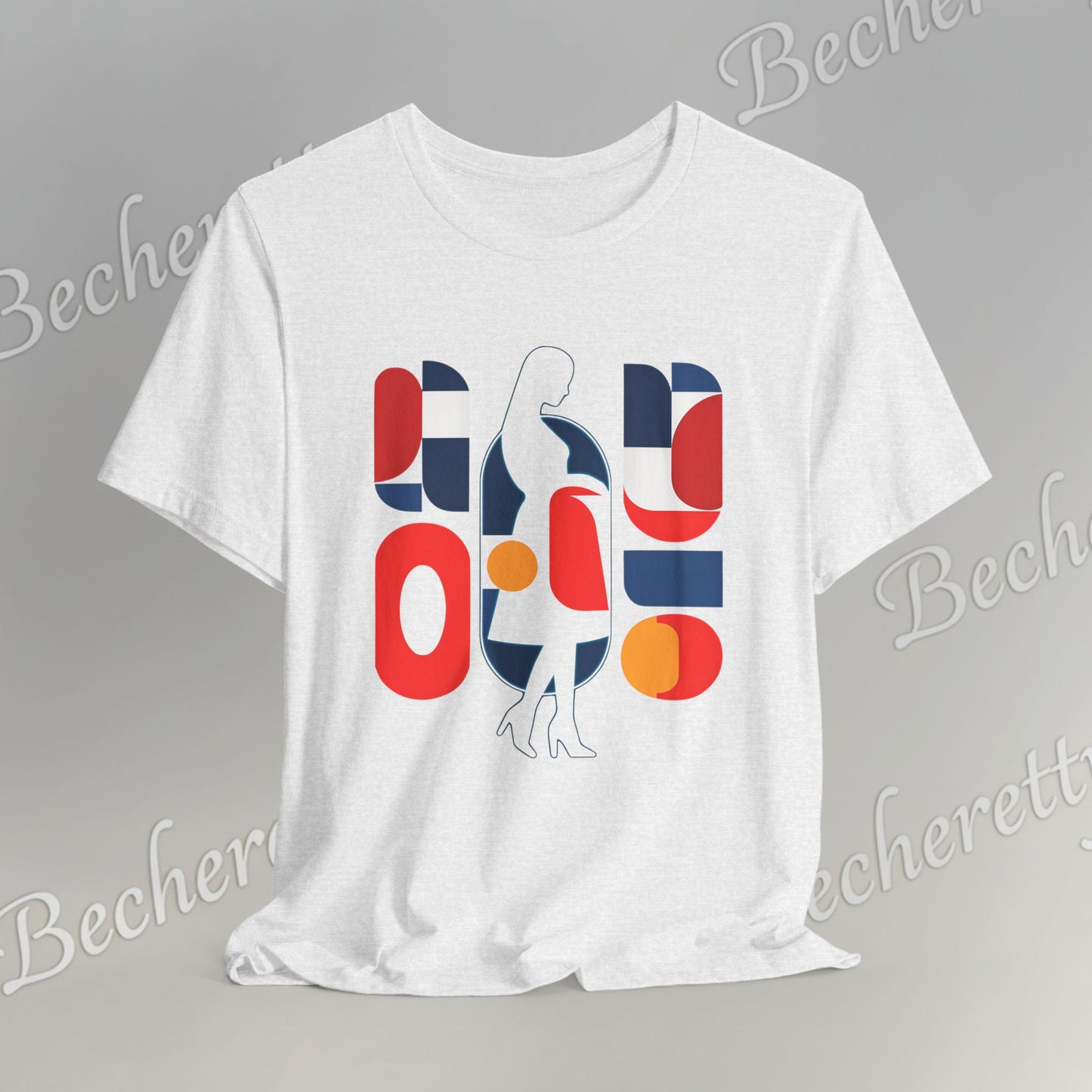 Luminous Silhouette T-Shirt - Bauhaus-inspired geometric shapes - Art Graphic Minimalist Becheretty