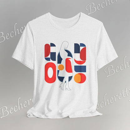 Luminous Silhouette T-Shirt - Bauhaus-inspired geometric shapes - Art Graphic Minimalist Becheretty