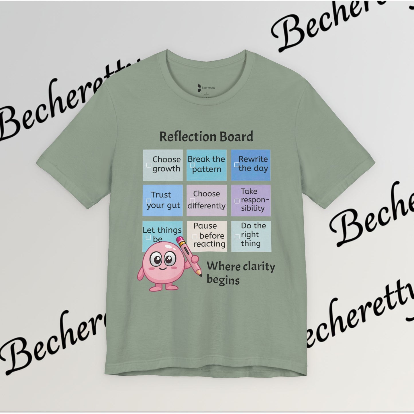 Graphic T-Shirt "Reflection Board"  Art Minimalist Becheretty - Funny Motivational Reminder Tee