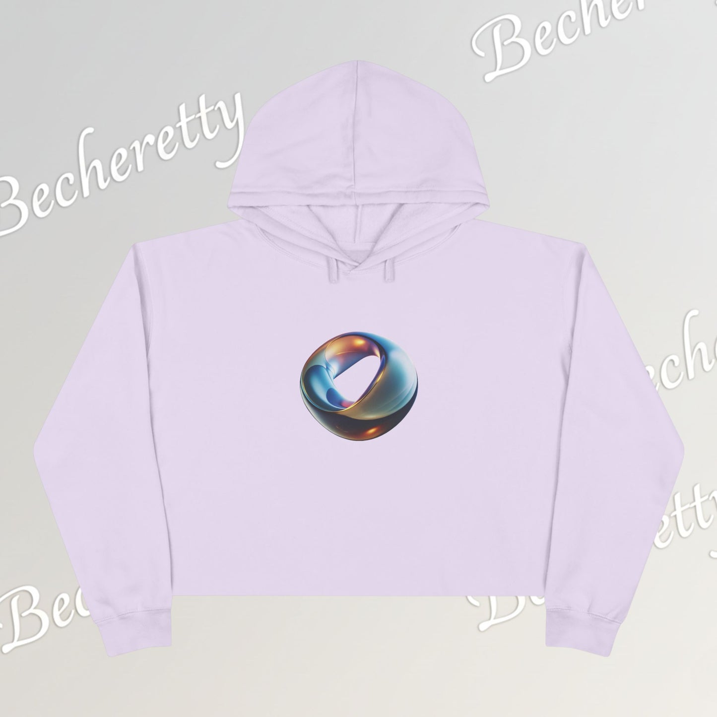 Crop Hoodie "Futuristic Ring" Art Graphic Becheretty - Stylish Women's Hoodie, Trendy Fashion Sweater, Unique Gift for Her