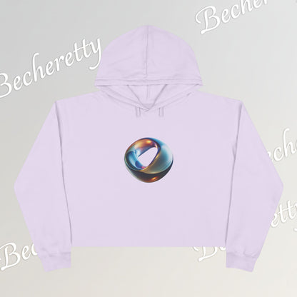 Crop Hoodie "Futuristic Ring" Art Graphic Becheretty - Stylish Women's Hoodie, Trendy Fashion Sweater, Unique Gift for Her