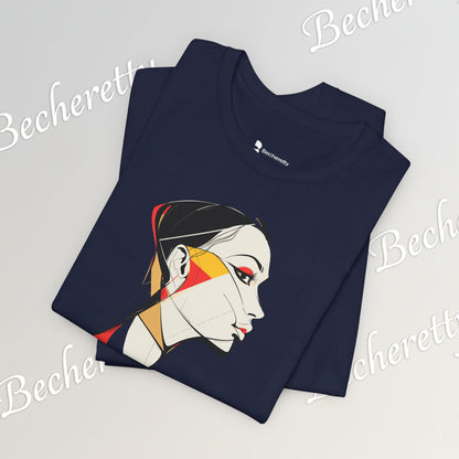 Abstract Profile Art Tee Becheretty — Minimal Geometric Woman Portrait T-Shirt