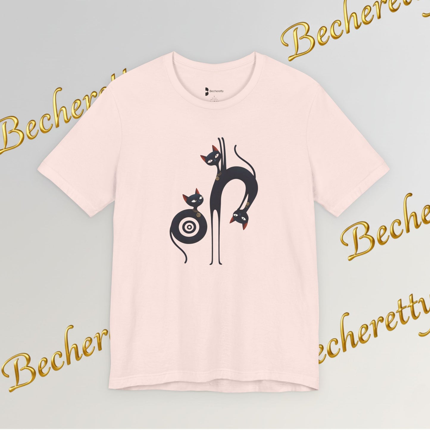 Graphic T-Shirt "Cat Trio" Design Surrealist & Minimalist Becheretty - Artful presence , casual wear.