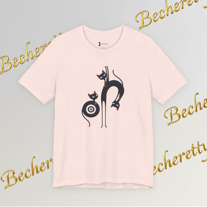 Graphic T-Shirt "Cat Trio" Design Surrealist & Minimalist Becheretty - Artful presence , casual wear.