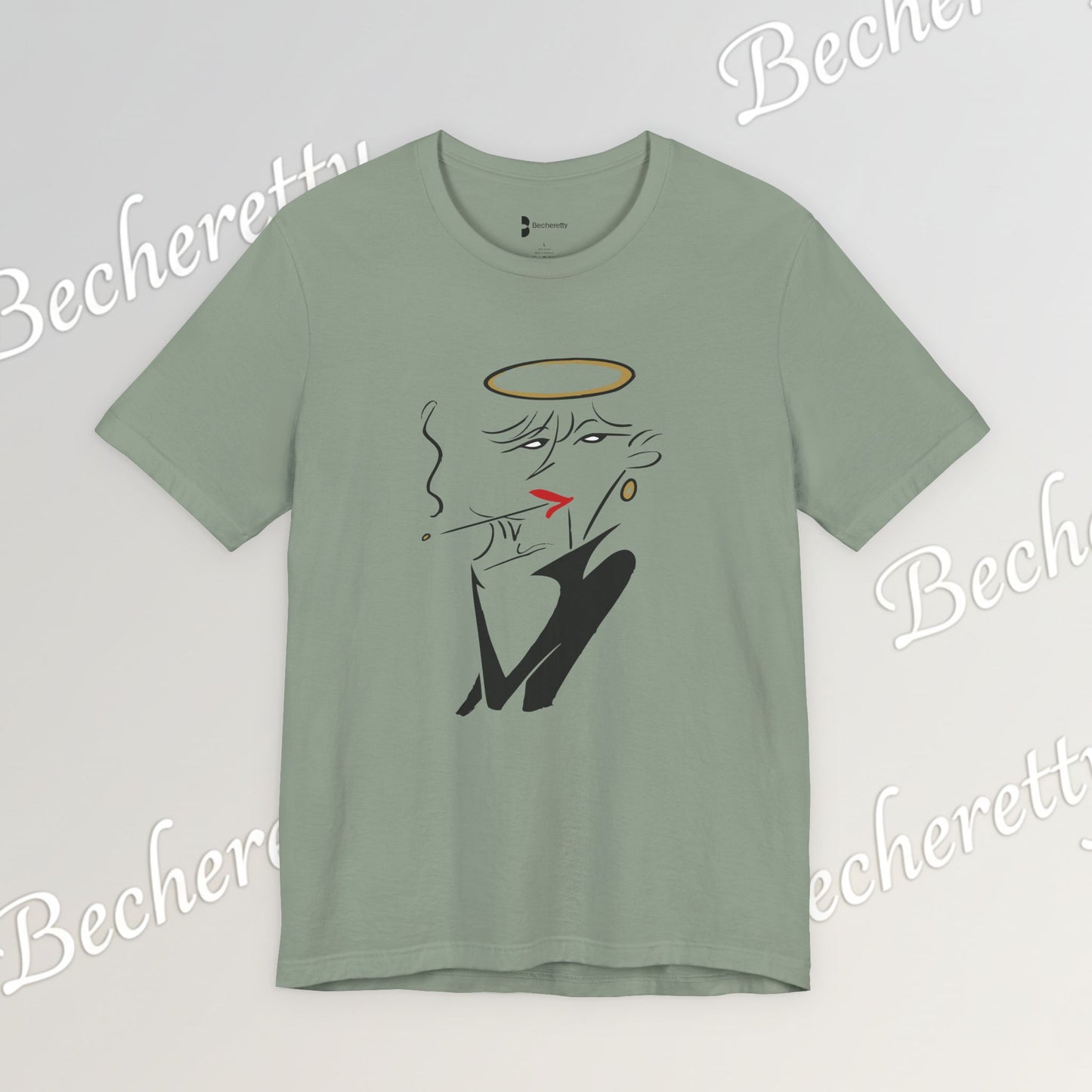 "Fallen Angel" Abstract Line Art Graphic Tee Becheretty - Channel your inner rebel with a touch of divine style