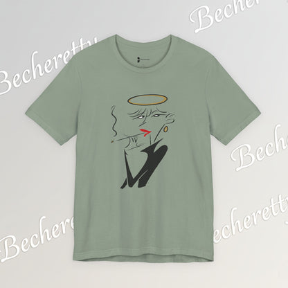 "Fallen Angel" Abstract Line Art Graphic Tee Becheretty - Channel your inner rebel with a touch of divine style