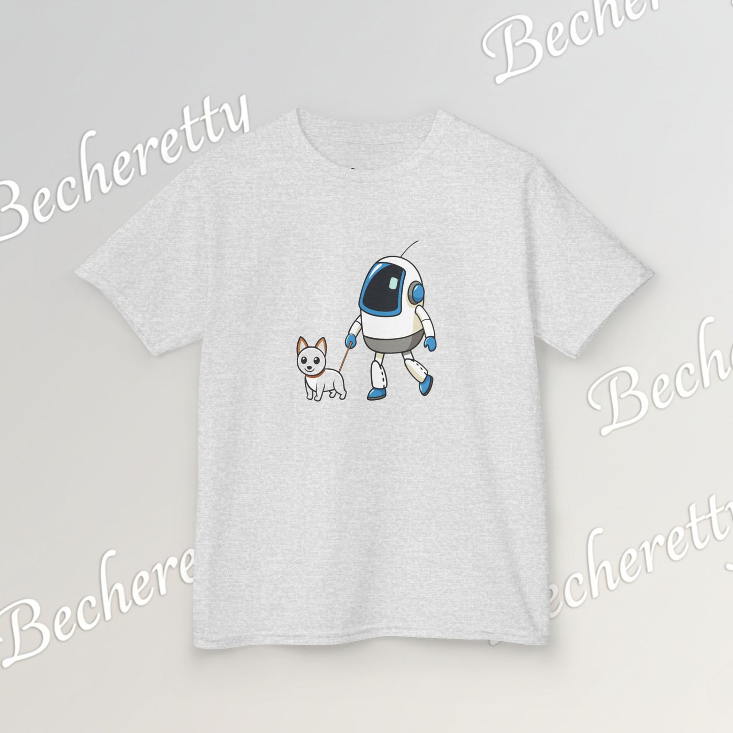 Cute Kids Robot & Dog  - T-Shirt for Youth - Art Graphic Becheretty - Gift for Children