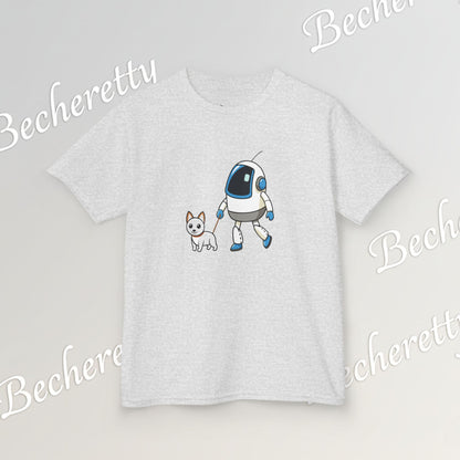 Cute Kids Robot & Dog  - T-Shirt for Youth - Art Graphic Becheretty - Gift for Children