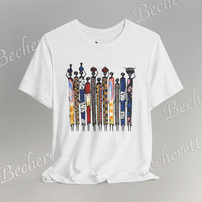 Ancestral Strides - Graphic Tee Becheretty - African tribal art style - Woven with history, worn with pride.
