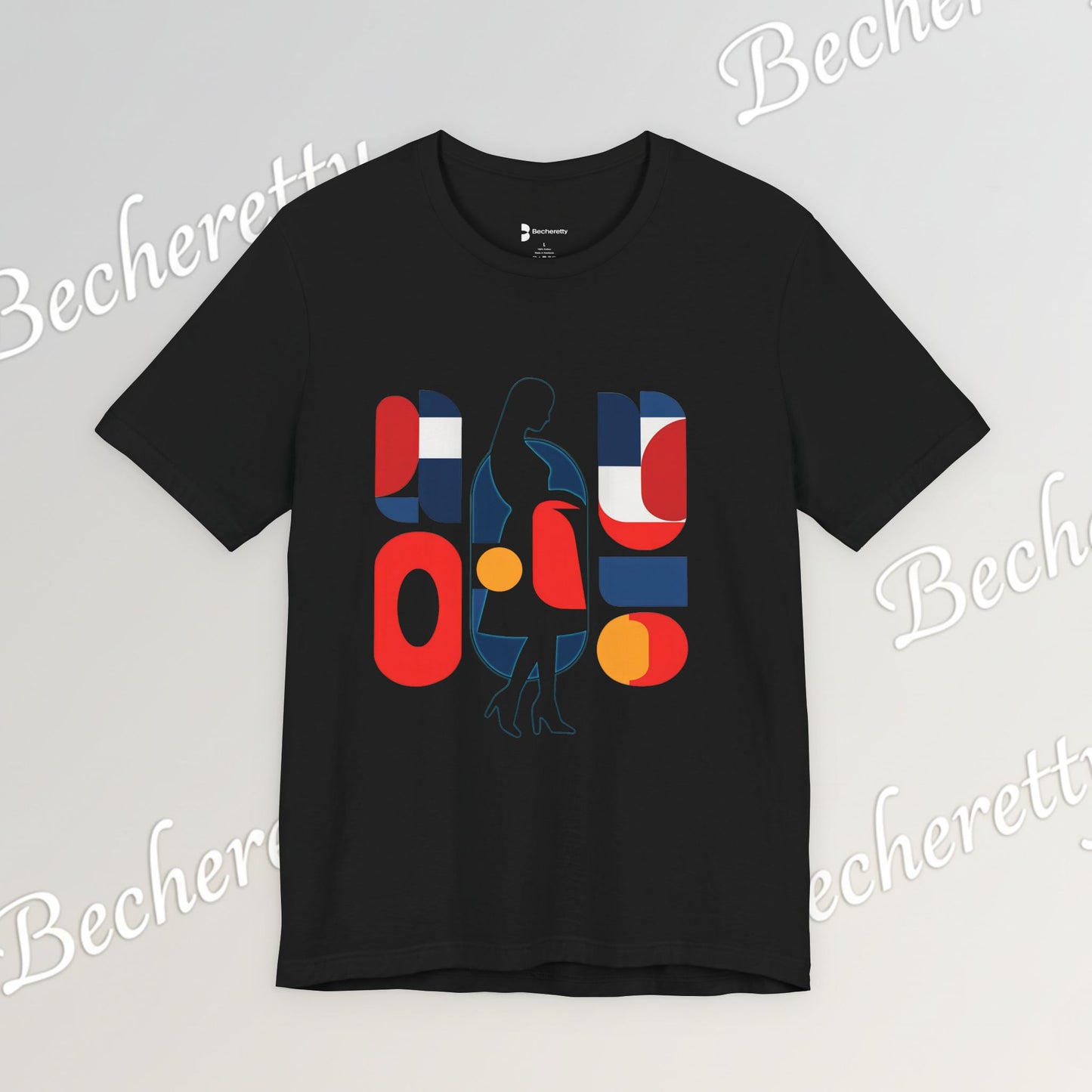 Luminous Silhouette T-Shirt - Bauhaus-inspired geometric shapes - Art Graphic Minimalist Becheretty