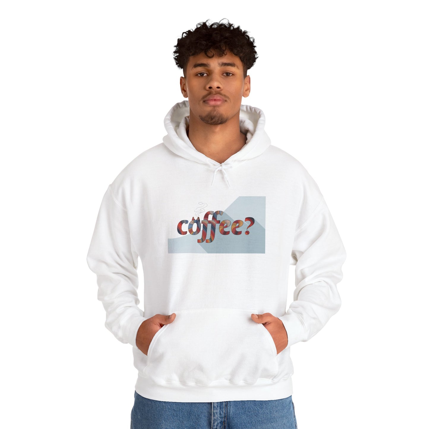 Coffee? "Cozy Questions" Patterned Coffee Hoodie - Art Minimalist Becheretty - Coffee Lover Sweatshirt