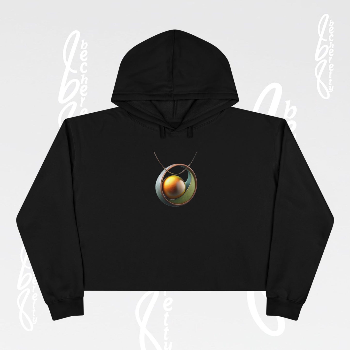 Artistic Necklace Graphic Crop Hoodie Becheretty - Minimal Fashion expression for Art Lovers