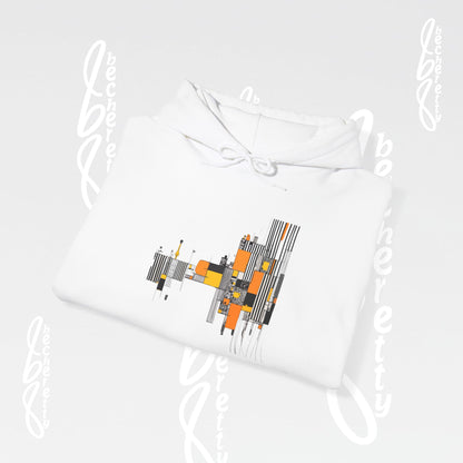 Decorative pillow with abstract design on a light gray background