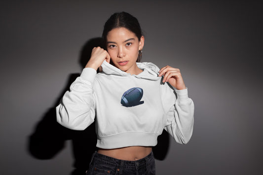 Crop Hoodie - Graphic football Ball - Becheretty minimalist style - Casual Outfit, Game Day Gift for football fans.