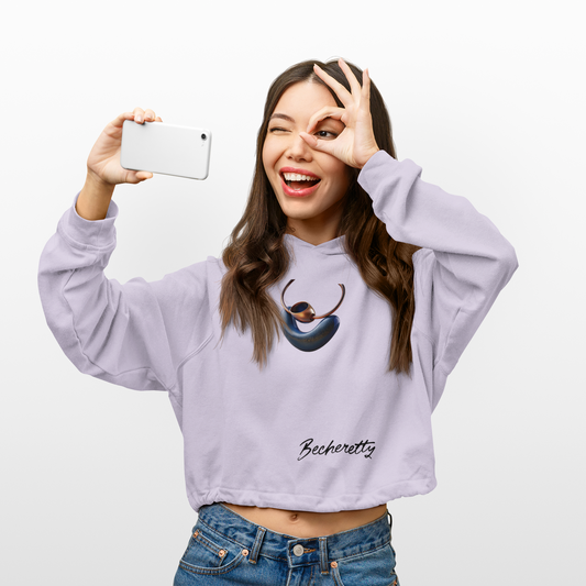 Trendy Crop Hoodie with Artistic Necklace Design Becheretty - Fashionable Sweatshirt, Gift for Her, Casual Wear, Stylish Loungewear