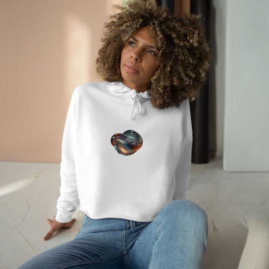 Crop Hoodie with artistic crystal jewel graphic - Original Trendy Sweatshirt, Casual Wear, Gift for Art Lovers, Stylish Comfort for Everyday