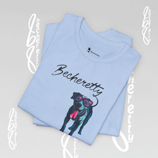 T-Shirt Unisex with artistic graphic of a dog wearing glasses Becheretty - Unique Pet Apparel for dog lovers and casual wear