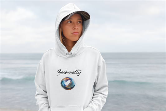 Futuristic Ring Graphic on hoodie, and Becheretty name over the graphic - Style is yours!
