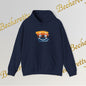 Navy blue hoodie with a smiley face design on a light gray background with 'Becheretty' branding.