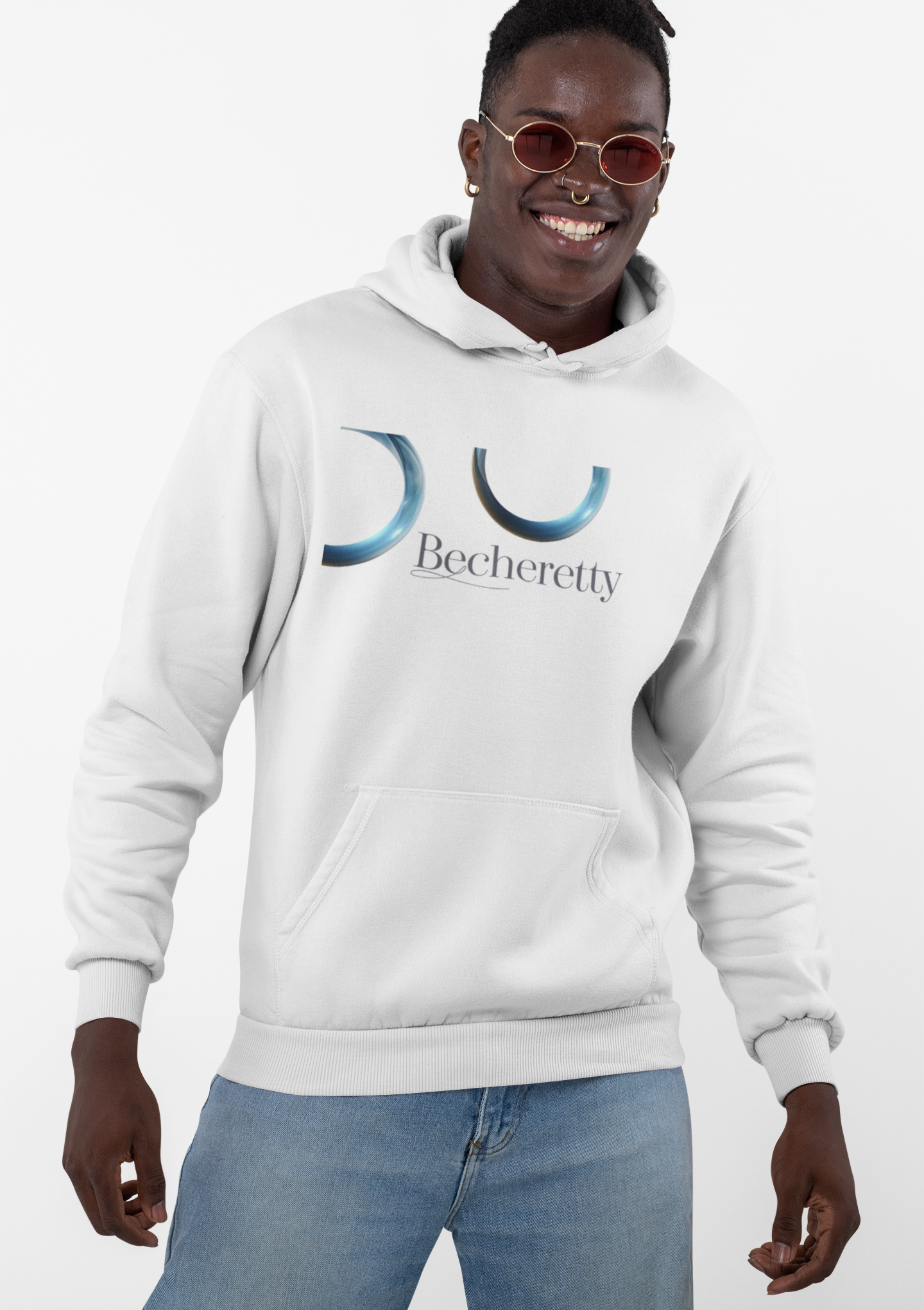 White Hooded wit two circles (Broken Vector) Minimalist Graphic Design Becheretty - Unisex