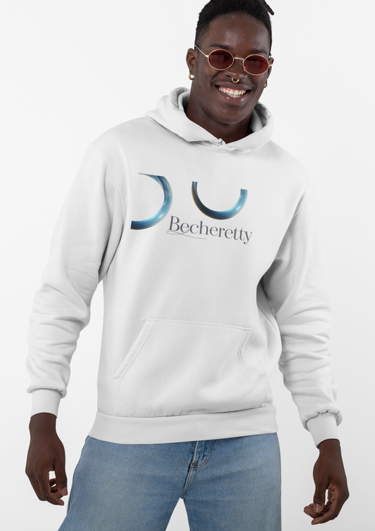White Hooded wit two circles (Broken Vector) Minimalist Graphic Design Becheretty - Unisex