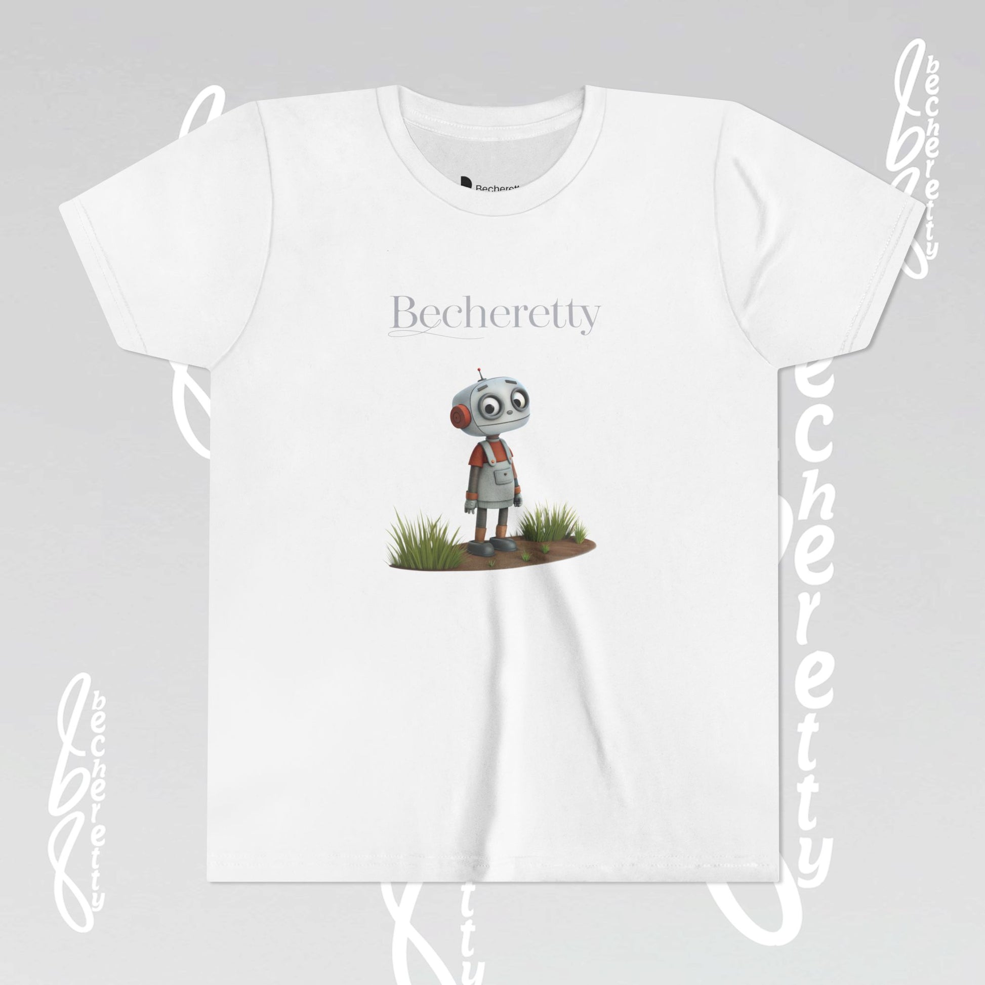 Youth T-Shirt short sleeve - Becheretty Graphic - Funny Robot-Kid - Playful Tee - Unique Kids Apparel