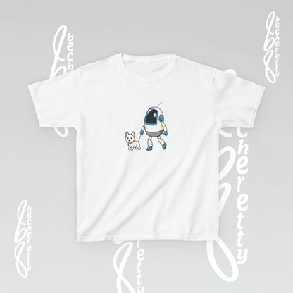 Cute Kids Robot & Dog Tee for Youth - Graphic Becheretty - Gift for Children - Kids Casual Wear