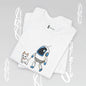 Futuristic Graphic Becheretty of a small robot, walking a dog - T-shirt unisex .Everyday Wear - Gift Idea
