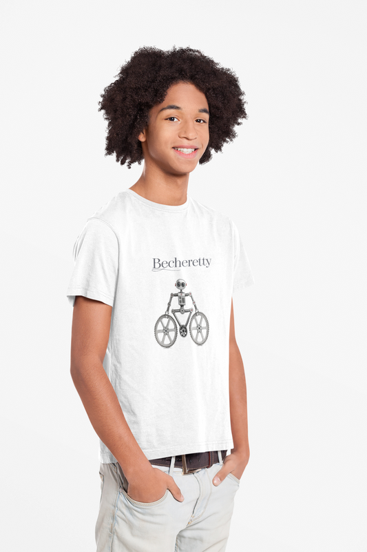 Youth T'Shirt  with a robotic bicycle - futuristic graphic Becheretty - Perfect for Bike Lovers