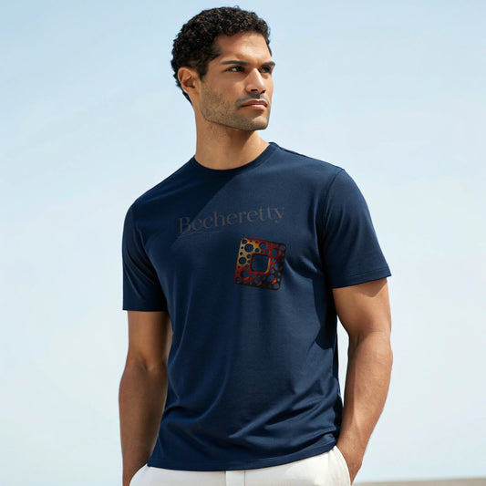 Square with holes-Stylish Minimalist Art Design with  Becheretty lettering- Trendy short sleeve T-Shirt - Casual Wear 