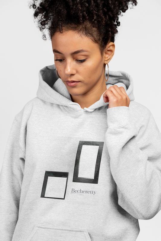 Hooded Minimalist Grphic Becheretty -  Pixel Void Line - Two empty frames, transparent  - Less is more 